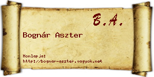 Bognár Aszter névjegykártya